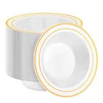 100 Pack Disposable Soup Bowls With Gold Rim, 12OZ Premium Heavy Duty Plastic... New. Price: $52.92.