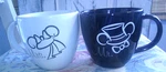 Authentic Disney Mr. & Mrs. Mickey Minnie Mouse Coffee Bride Groom Cups - A3 Used. Price: $24.95.