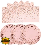 Cenlbj Pink Rose Gold Paper Plates 50 Pack 7 Inch Napkins Party Set New. Price: $20.00.