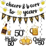 Black Gold 50TH Birthday Decorations For Him Men, Glitter Pre-strung Cheers To New. Price: $27.99.