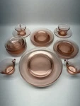 26 Piece Cambridge Glass Co. Pink Plate, Bowl, And Cups With Saucers Set Used. Price: $139.99.