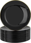 Nervure 100PCS Black And Gold Plastic Plates - 10.25 Inch Disposable Pl... New. Price: $61.12.