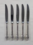 Stainless Steel Dinner Knives Set Of 5 Silver Baroque Scroll Flatware Tableware Used. Price: $14.99.