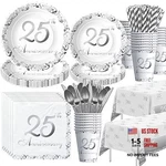 Apowbls 25TH Anniversary Decorations Tableware - Silver Wedding New. Price: $34.92.