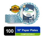 Great Value Ultra Compostable 10" Disposable Paper Plates, Multi-color, 100 Coun New. Price: $19.73.