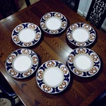 Vietri Italy Ceramic Salad Plates 8" Set Of 6 Cobalt Blue Scroll Round Pattern Used. Price: $107.96.