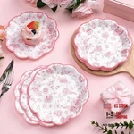 100 Pcs Pink Floral Paper Plates Disposable Dessert Baby Bridal Flower New. Price: $40.44.