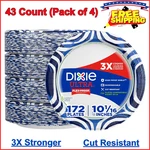 Dixie Ultra, Large Paper Plates, 10 Inch, 172 Count, 3X Stronger Microwave-safe New. Price: $33.42.