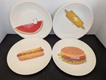 One Hundred 80 Degrees Bbq Picnic Melamine Plate SET/4 Cookout Foods Paper Look Used. Price: $29.99.