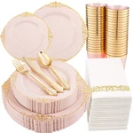 Morejoy 175PCS Gold Plastic Plates-pink Disposable Include: 25 Di... New. Price: $77.88.
