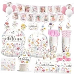 213PCS Wildflower Birthday Decorations With Banner, Plates, Cups, Tablecloth, New. Price: $29.13.