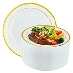 100 Piece Inch Gold Plastic Plates Disposable, Heavy Duty White Round New. Price: $50.11.
