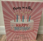 Happy Birthday Cake Party Goods In Box 43 Pieces Banner Candle Plates Cups New. Price: $8.95.