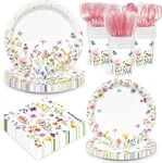168PCS Wildflower Baby Shower Decorations Party Plates Napkins Floral New. Price: $27.90.