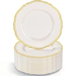 Hioasis 60PCS Ivory Plastic Plates - And Gold Disposable Dinnerware With New. Price: $36.36.