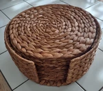 Set Of 10 Bluewest Round Placemats With Matching Storage Holder Handwoven New. Price: $15.00.