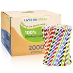 Lives On Green Disposable 7.75 Colorful Paper Drinking Straws Bulk 2000 Counts New. Price: $81.94.