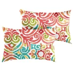 Sorra Home Indoor Outdoor Knife Edge Lumbar Pillows Set 2 Multicolor New. Price: $55.25.