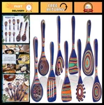 9 Pcs Blue Rainbow Wooden Kitchen Utensils Set Non-stick Cooking Spoons & Ladl New. Price: $104.99.