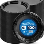 6 Inch Black Plastic Plates 100 Bulk Pack - Disposable Cake For Desser... New. Price: $21.95.