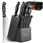 Haushof 14 Pcs Kitchen Knife Set With Block Wooden Razor-sharp Stainless Steel New. Price: $55.99.