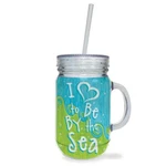Love By The Sea Acrylic Mason Jar Travel Cup With Lid Straw 728-02 New. Price: $16.99.