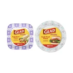 Glad Soak Proof Disposable Plates, 10" Round & 8.5" Square, Sold Per Pack New. Price: $16.00.