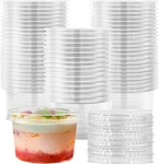 100 Sets 5 Oz Disposable Plastic Cups With Flat Lids Clear Parfait Dessert New. Price: $23.88.
