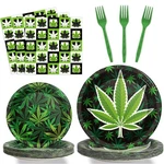 Gisgfim 96 Pcs Weed Themed Plates And Napkins Party Supplies Green Pot Leaves... New. Price: $23.89.