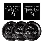21ST Birthday Party Plates And NAPKINS,21 Years Decorations Black Silver Disp... New. Price: $17.65.