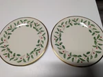 Lenox Holiday Holly 8" Salad Plate Set Of (2) Used. Price: $32.00.