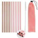 Fepibur 10PCS Pink Heart Stainless Steel Straws With Silicone Tips & Brush New. Price: $13.06.