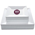 Aya's 60CT Square Plastic Disposable Plates, White 9.5INCH 30 Dinner And 6.5... New. Price: $50.31.