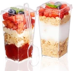 50 Pack 3 Oz Square Dessert Cups With Lids And Spoons Mini, Transparent New. Price: $20.41.