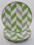 Wonder New York Green Chevron 8" Plates Set Of 4. Price: $65.00.