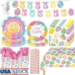 Easter Party Tableware Set Plates Cups Napkins Tablecloth Disposable Supplies Us New. Price: $39.09.
