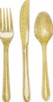 Glitz Glittering Gold Plastic 24 Pc Asst Cutlery Forks Knives Spoons New. Price: $14.99.