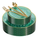 I00000 150PCS Clear Plastic Plates With Gold Rim,green Disposable Plate... New. Price: $52.99.