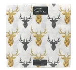 Elise 3-PLY Luncheon Napkins Paper 16 Ct (lot Of 2) 6.5X6.5" Gold Black Reindeer New. Price: $7.95.