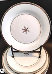 8 Holiday 07 Silver Noel 4 Dinner Salad Plates Good Condition Used. Price: $50.00.