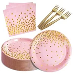 Pink And Gold Party Supplies,serves 35 Guests Dot Paper Plate New. Price: $28.40.