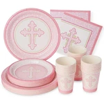 Pink Baptism Plates And Napkins - Set Of 24 First Holy Communion Party Suppli... New. Price: $18.59.