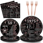 Chunnin 96PCS 50TH Birthday Plates And Napkins Women Back 1975 Party Decor... New. Price: $32.99.