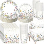 202 Pcs Wildflower Plates Napkins Cups Serve 50 Butterfly Floral Tablecloth F... New. Price: $62.15.