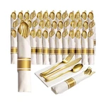 100 Pre Rolled Gold Plastic Silverware - 400PC Set, Service For Wrapped... New. Price: $93.32.