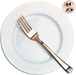 Jl Prime 50 Pack 25 Rose Gold 7.35 Small Plastic Plates & Forks Set New. Price: $19.95.