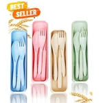 Portable Wheat Straw Cutlery Set: Knife, Fork & Spoon Perfect On-the-go! New. Price: $11.69.