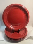 4-MAINSTAYS Rainforest Sedona Embossed Ring Stoneware Dinner Plates 3406 Used. Price: $35.00.