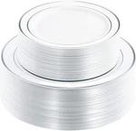 Wdf Plastic Christmas Plates White Silver - 120PCS, New. Price: $60.70.