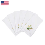 Saro Lifestyle Handmade Fall Leaf Embroidery Napkin Hemstitched Border Set Of 6 New. Price: $103.49.